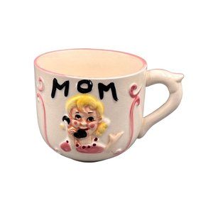 Vintage 3-D Ceramic Anthropomorphic Mom on Phone Coffee/Hot Chocolate Mug